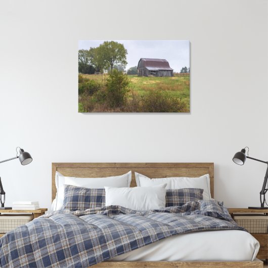 Barn op een heuvel canvas afdruk (Insitu (Slaapkamer))