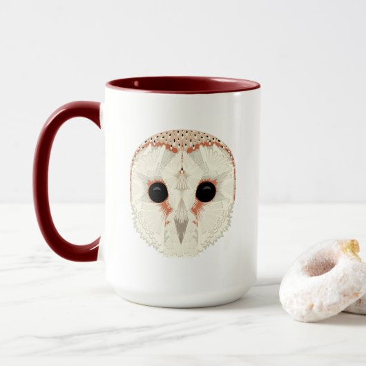 Barn Owl 15oz. Mug rouge foncé (Avec donut)