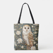 Barn Owl And White Roses William Morris Inspired Draagtas (Achterkant)