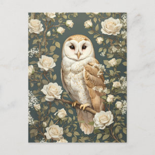 Barn Owl en Witte Rozen William Morris Geïnspireer Briefkaart