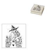 BARN OWL FOLK ART, HALLOWEEN RUBBER STEMP 	RUBBERSTEMPEL (Gestempeld)