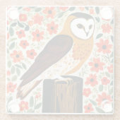 Barn Owl Glazen Onderzetter (Achterkant)