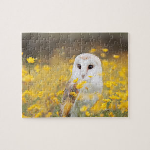 Barn Owl in Geel Veldveld Legpuzzel