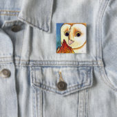 Barn Owl Leaf Lantern Button (In situ)