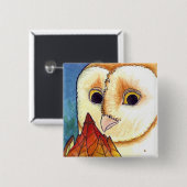 Barn Owl Leaf Lantern Button (Voorkant /achterkant)