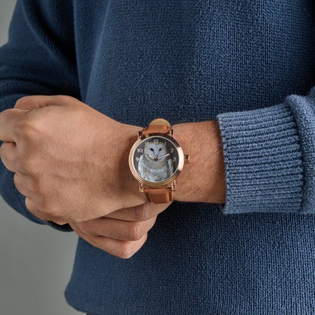 Barn Owl Raptor Foto Horloge (Pols)