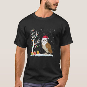 Barn Owl Santa Hat Feestelijke boom Licht Kerstmis T-shirt