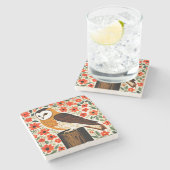 Barn Owl Stenen Onderzetter (Zijkant)