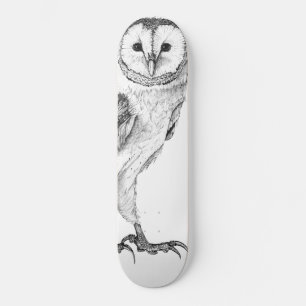 Barn Owl - Tekening in zwarte pen Skateboard