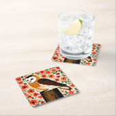 Barn Owl Vierkante Kartonnen Onderzetter (Insitu)