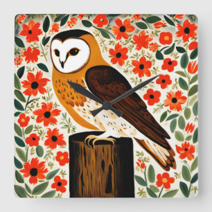 Barn Owl Vierkante Klok