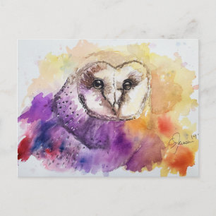 Barn Owl waterverf briefkaart