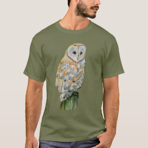Barn owl waterverf t-shirt
