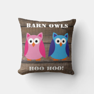 Barn Owls Rustic Barn Wood Kussen