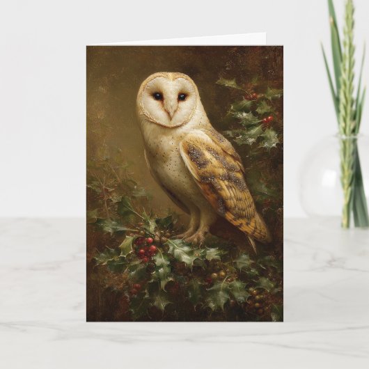 Barn Own Christmas Feestdagen Kaart (Voorkant)