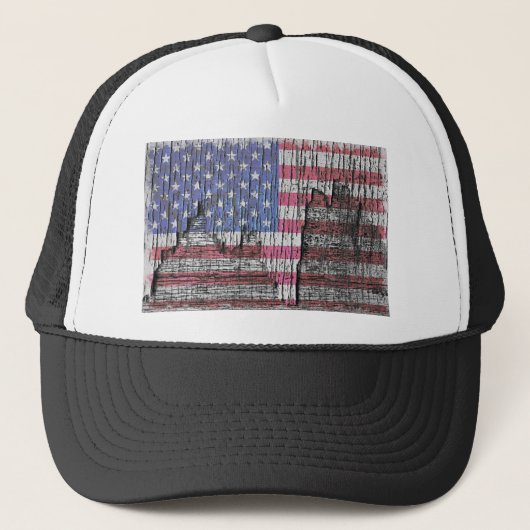 Barn Peeling Geschilderde Amerikaanse vlag Trucker Pet (Voorkant)