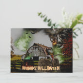 *~* Barn Pumpkins Spooky Ghost HALLOWEEN CARD (Staand voorkant)