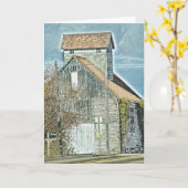 Barn Quilt on Side Digital Art Kaart (Gele Bloem)