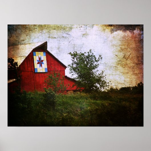 Barn Quilt op een Rode Barn Poster (Voorkant)