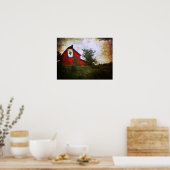 Barn Quilt op een Rode Barn Poster (Keuken)