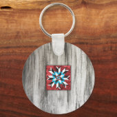 Barn Quilt Star 1 Sleutelhanger (Voorkant)