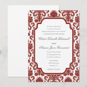 Barn Red Weddings Damask Pattern Sjabloon Kaart (Voorkant / Achterkant)