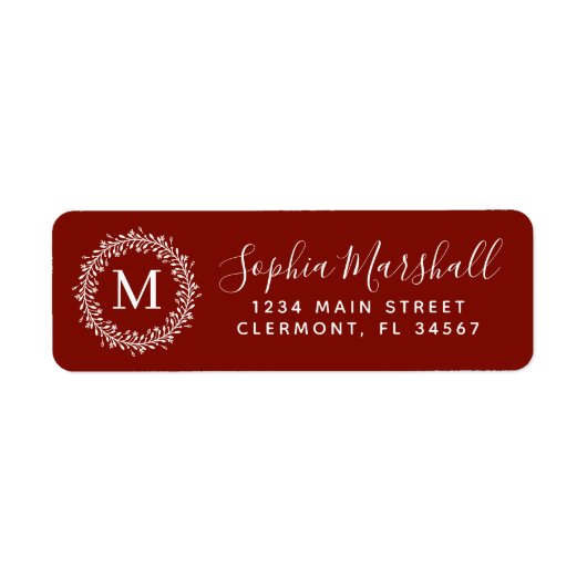 Barn Red White Monogram Return Label (Voorkant)