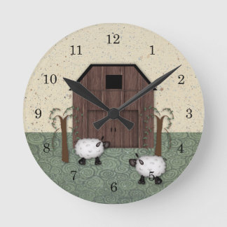 Barn Sheep Wall Clock Ronde Klok