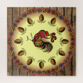 Barn Sign ~ Hex Sign ~ Rooster ~ Pine Cones ~ Legpuzzel (Horizontaal)
