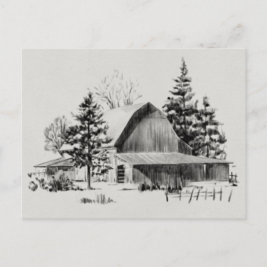 Barn Sketch II op afstand Briefkaart (Voorkant)