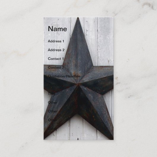 Barn Star Visitekaartje (Voorkant)