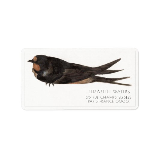 BARN SWALLOW ILLUSTRATION ADRESETIKETTEN ETIKET (Voorkant)