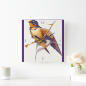 "Barn Swallow" Vierkante Klok (Huis)