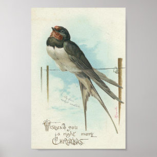 Barn Swallow Vintage Kerstmis Poster