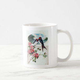 Barn Swallows en Roze Flowers Koffiemok