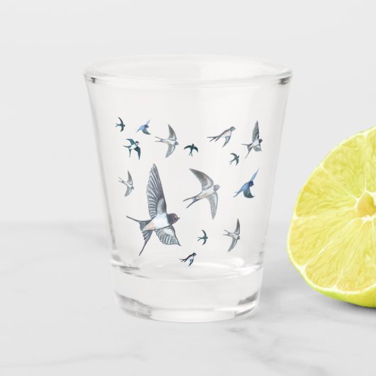 Barn Swallows Freedom Illustration Shot Glas (Voorkant)