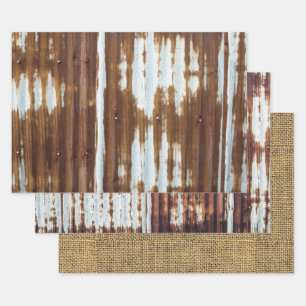 Barn Tin en Burlap Inpakpapier Vel