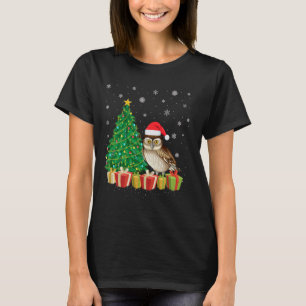 Barn Uil Kerstboom Verlichting Santa Hat Barn Uil T-shirt