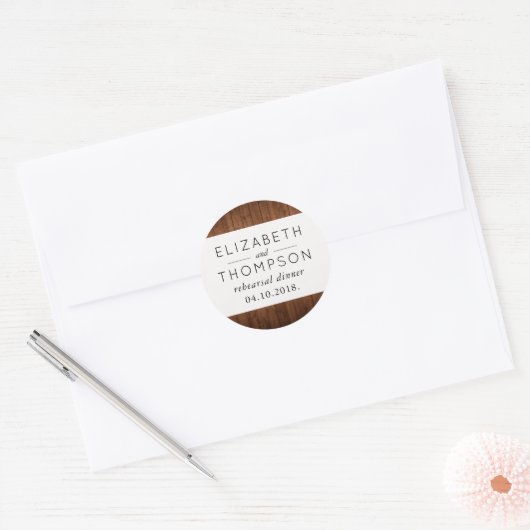 Barn Wall, houten planken, planken, echt huwelijk Ronde Sticker (Envelop)