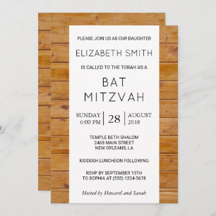Barn Wall, Wooden Boards, Rustic Bat Mitzvah Kaart