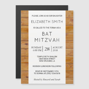 Barn Wall, Wooden Boards, Rustic Bat Mitzvah Magnetische Uitnodiging