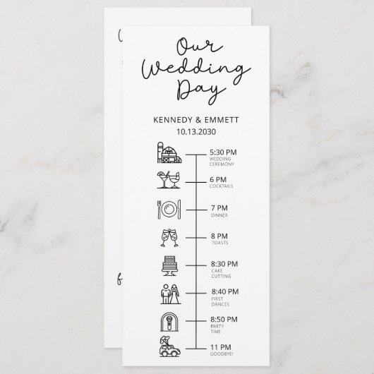 Barn Wedding Day Timeline Flat Programma (Voorkant / Achterkant)