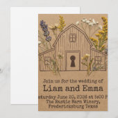 Barn Wedding- Rustic Floral Invitation Keepsake (Devant / Derrière)