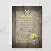 Barn Wedding Wood Sunflower Land Rustic Kaart (Voorkant)