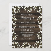 Barn Wood Baby's Breath Wedding Invitations (Devant)