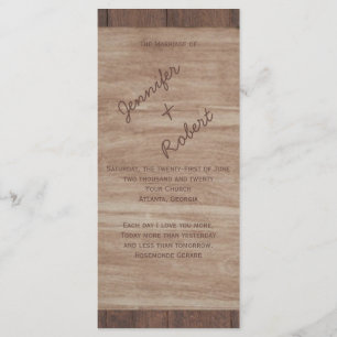 Barn Wood Beren Country Wedding Programme Programma