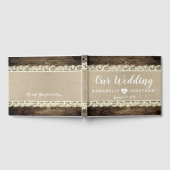 Barn Wood Burlap Lace Rustieke bruiloft gastenboek (Volledig)