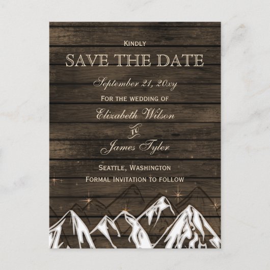 Barn wood Camping Rustic Mountains Save the Date Aankondigingskaart (Voorkant)