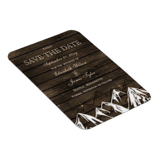 Barn wood Camping Rustic Mountains Save the Date Magneet (Rechterzijde)