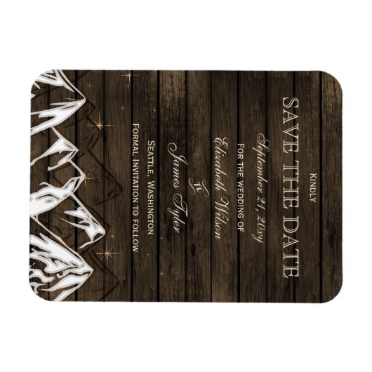 Barn wood Camping Rustic Mountains Save the Date Magneet (Horizontaal)